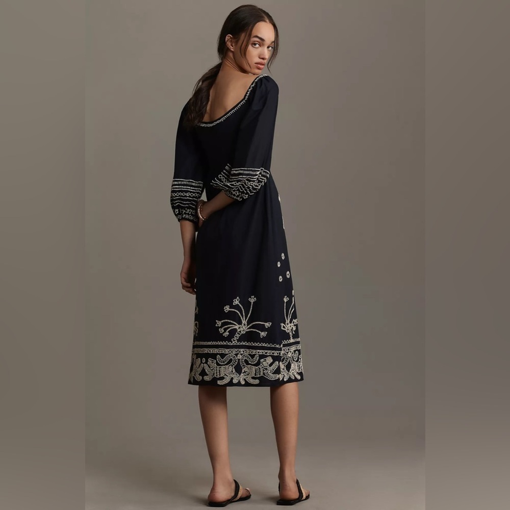 NWT Farm Rio Sweetheart Cutout Beaded Midi Dress - Picture 3 of 4